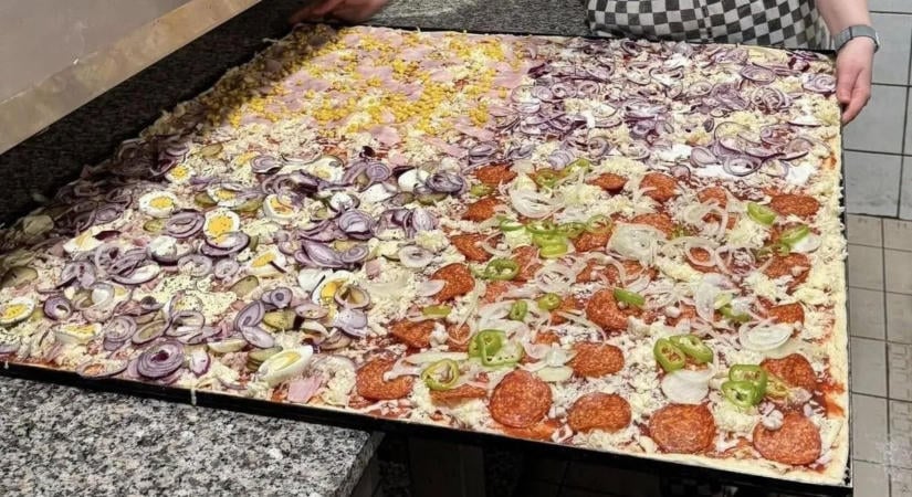 Magyarország legnagyobb pizzája 1 négyzetméteres és még csak egy csapat bírta legyűrni