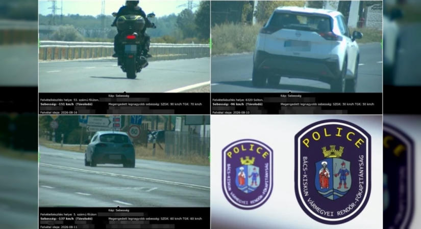 Sebességtúllépések és balesetek Bács-Kiskun vármegyében az elmúlt héten