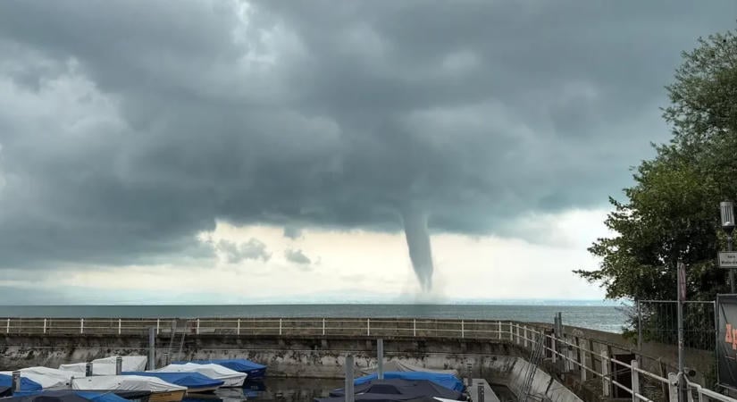 Közel húsz-huszonöt percen át tombolt egy gigantikus vízi tornádó a Balatonnál alig kisebb Boden-tó felett