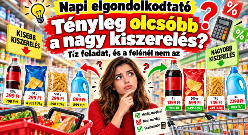 Napi elgondolkodtató: tényleg olcsóbb a nagy kiszerelés? Tíz feladat, és a felénél nem az