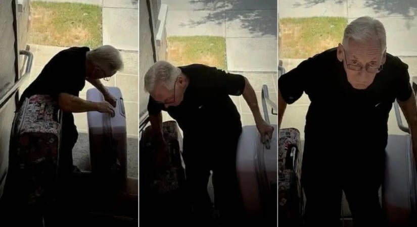 „Túlélésért dolgozom” – biztonsági kamera buktatta le a 81 éves férfit, aki beteg felesége miatt cipel nehéz csomagokat a tűző napon