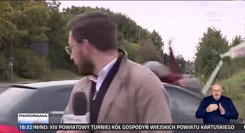 Épp egy baleset helyszínén forgatott a lengyel tévé, amikor egy autó elütött egy rolleres lányt