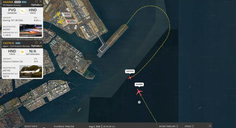 Veszélyesen közel került egymáshoz két repülőgép a tokiói Haneda légterében