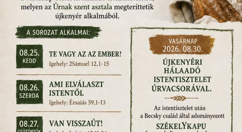 Hazafelé Istenhez – bűnbánati alkalmak és újkenyéri hálaadás Debrecenben
