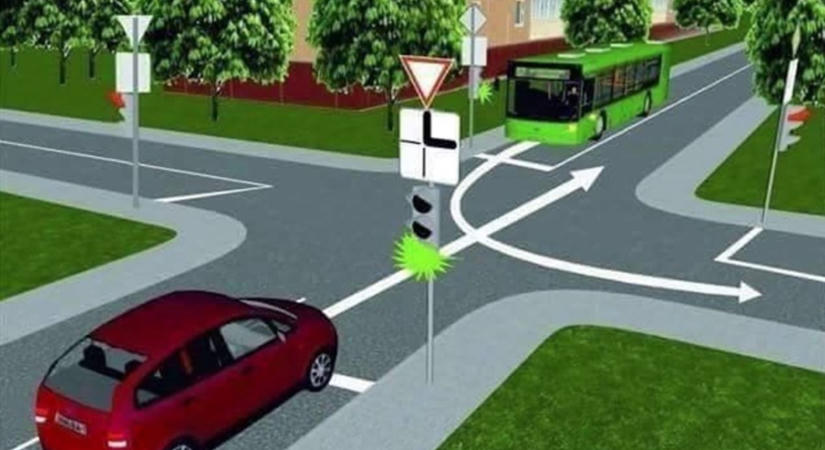 A sofőrök többsége elrontja – a busz vagy az autó megy át előbb ebben a kereszteződésben?