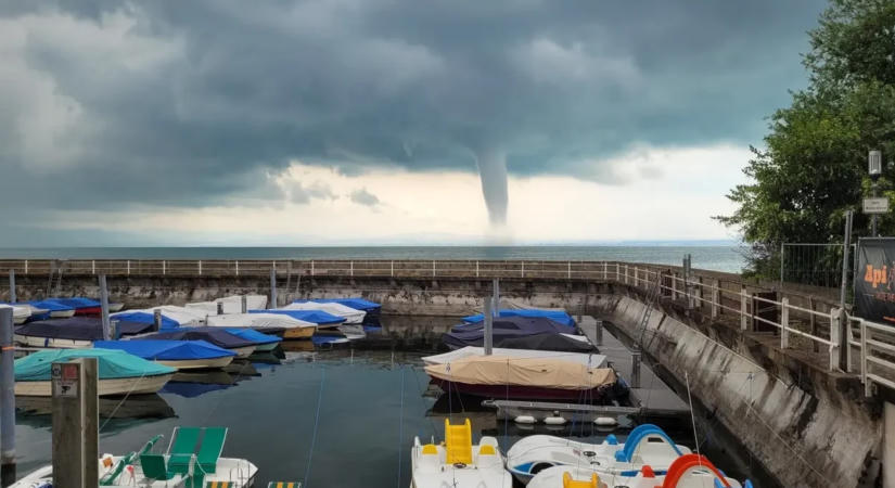 Közel húsz-huszonöt percen át tombolt egy gigantikus vízi tornádó a Balatonnál alig kisebb Boden-tó felett