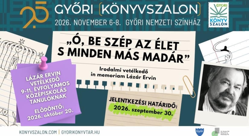 Jön a 25. Győri Könyvszalon - Lázár Ervin-vetélkedőt hirdetnek a középiskolásoknak
