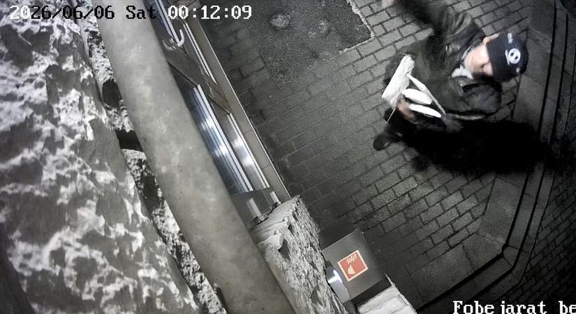 Dühöngő rongáló Tatabányán: térkővel zúzta a hivatalt a sapkás férfi fotók
