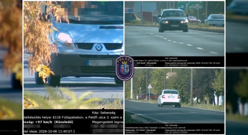 312 ezer forintra büntettek egy gyorshajtót Tataházán, miközben 57 baleset történt Bács-Kiskun vármegyében