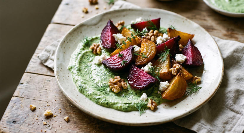 Parázson sült cékla friss green goddess öntettel