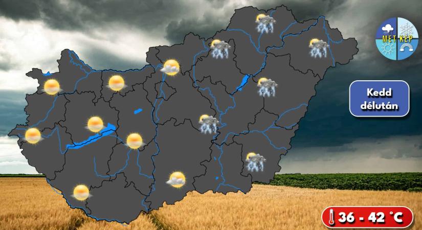 Kedden tetőzik a hőség, keleten elszórtan lehetnek zivatarok