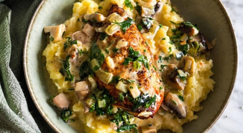 Gombás-tejszínes csirke recept francia módra: a krémes, sűrű mártás a lelke