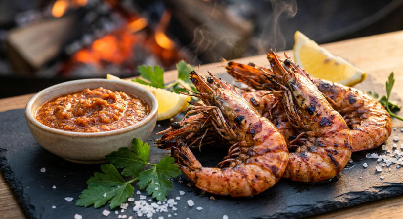 Grillezett gambas csípős mártogatóssal