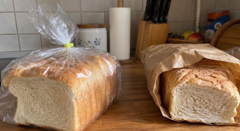 Két egyforma fehér kenyeret tároltak két különböző zacskóban, az egyik sokkal tovább maradt friss és puha