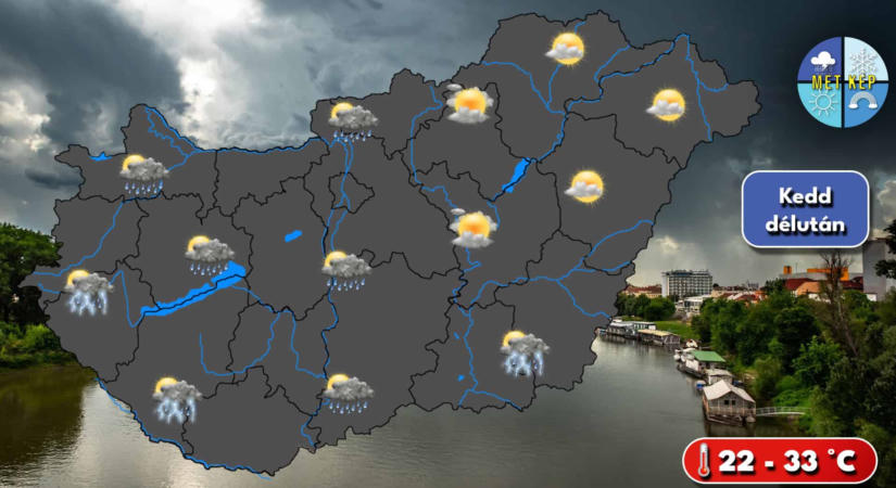 Kedden délután már előfordulhatnak záporok, zivatarok