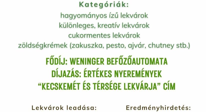 Felhívás a X. Aranyhomok térségi lekvárversenyre