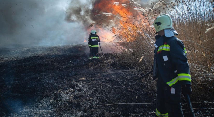 Több hektáron ég a bozót Hajdú-Biharban, a lángok már egy lakóházat is elértek