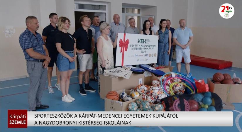 Sporteszközök a Kárpát-medencei Egyetemek Kupájától a Nagydobronyi Kistérség iskoláinak (videó)