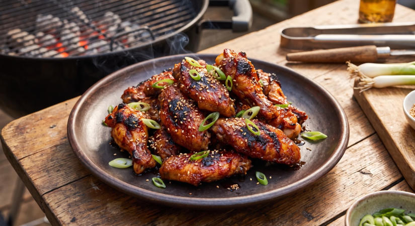 Gochujangos csirkeszárny a grillen