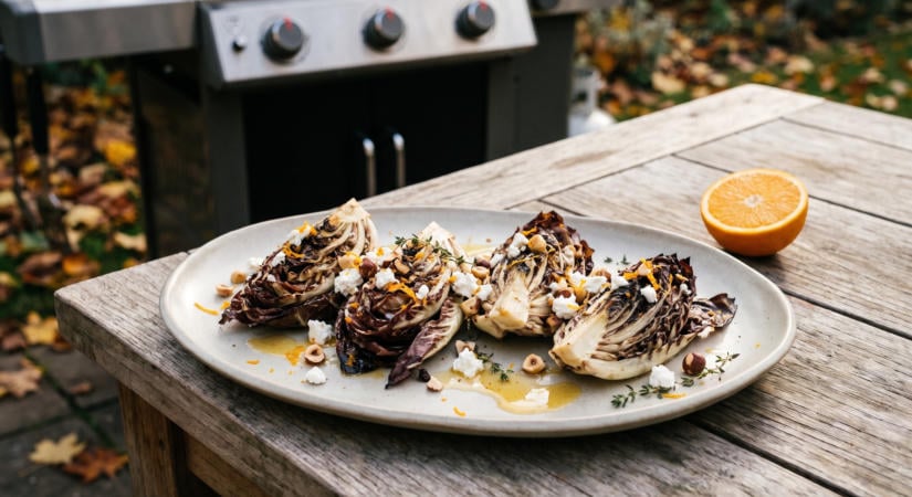 Grillezett radicchio mézes-narancsos vajjal és kecskesajttal