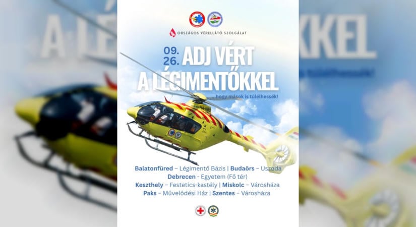 Hét helyszínen várják a véradókat a magyar légimentők részvételével