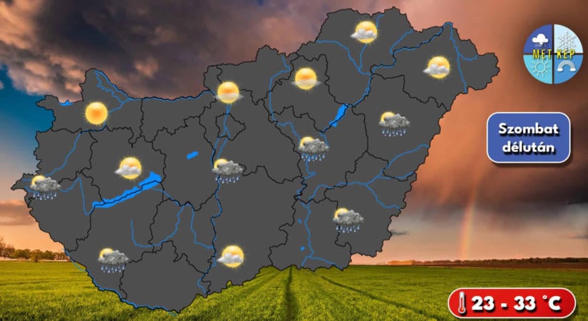 Szombaton egy hidegfront érkezik, elszórtan lehet záporeső, esetleg zivatar