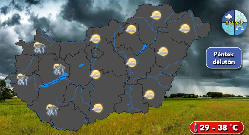 Hőség délkeleten, záporok és zivatarok a Dunántúlon
