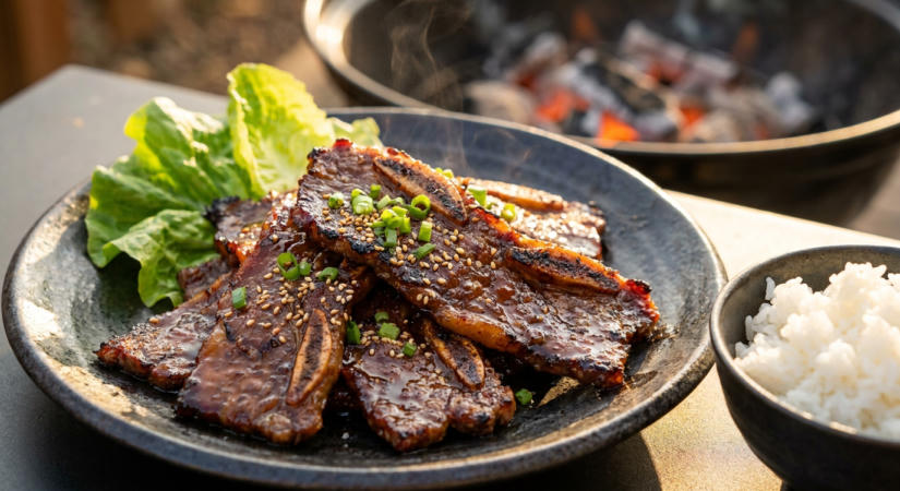 Koreai galbi - karamellizált marha rövidborda a grillen