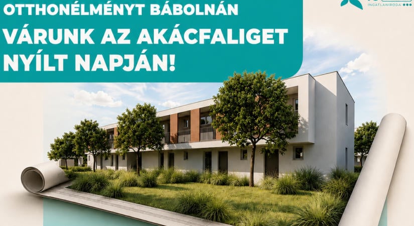 Akciós lakásokkal vár az Akácfaliget nyílt napja Bábolnán - az emeleti lakásokra most kedvezményes, parkolót, tárolót és kulcsrakész befejezést is tartalmazó csomagajánlat érhető el