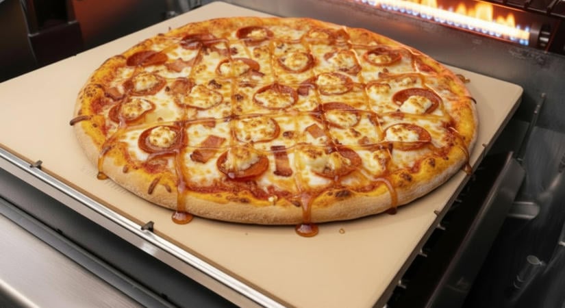 Hawaii grillpizza pepperonival, baconnel és cajun mézzel