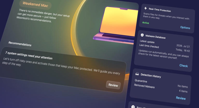 Moonlock antivírus macOS-re, már scam ellenőrzéssel is