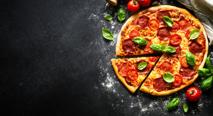Egyszerű szalámis pizza kelesztés nélküli tésztával