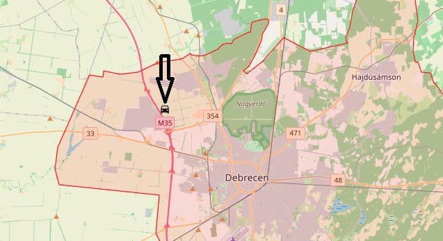 Baleset Debrecennél, az autópályán