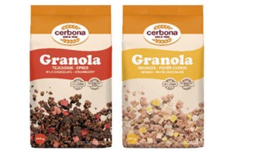 Cerbona Tejcsokis-epres / Mangós-fehér csokis granola