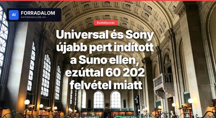 Universal és Sony újabb pert indított a Suno ellen, ezúttal 60 202 felvétel miatt
