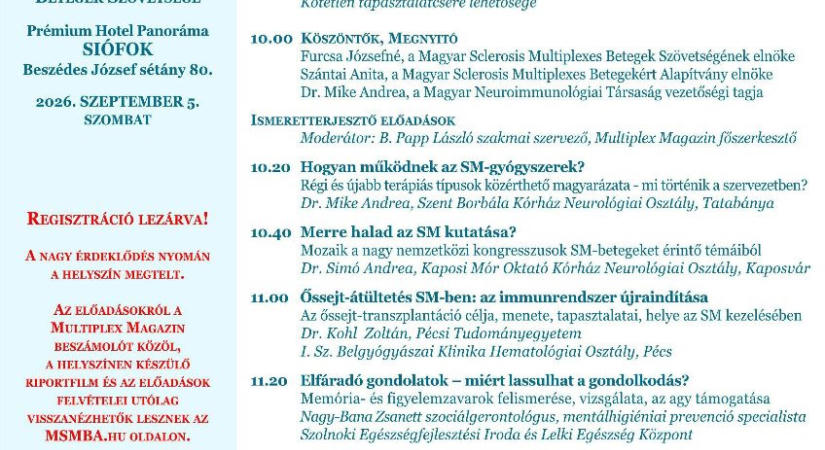 Országos Sclerosis Multiplex Nap lesz szombaton