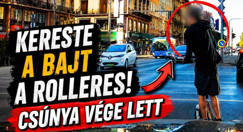 Kereste a bajt a rolleres – autóval ütközött az Astoriánál