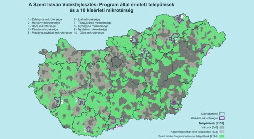 Ezeken a vidéki településeken indul el első körben a Szent István Program