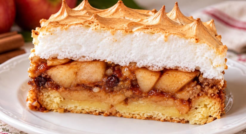 Hagyományos máglyarakás almával, dióval és habos tetővel
