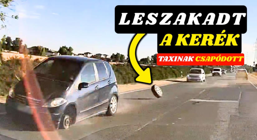 Leszakadt a Mercedes kereke, majd egy taxinak csapódott Dunaharasztinál