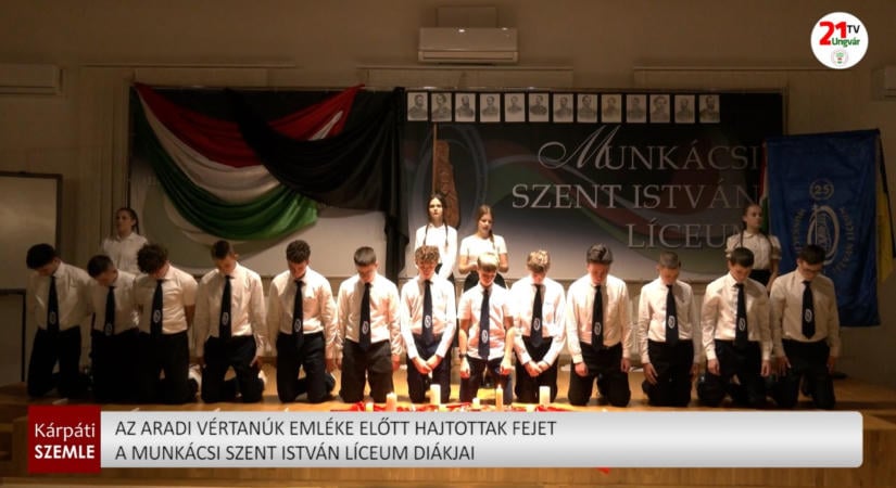 Az aradi vértanúk emléke előtt hajtottak fejet a Munkácsi Szent István Líceum diákjai – (videó)