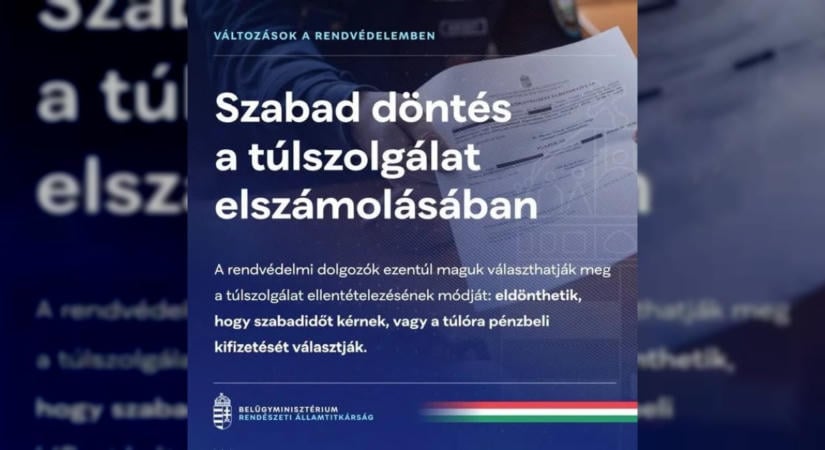 Változik a túlszolgálat elszámolása a rendvédelemben
