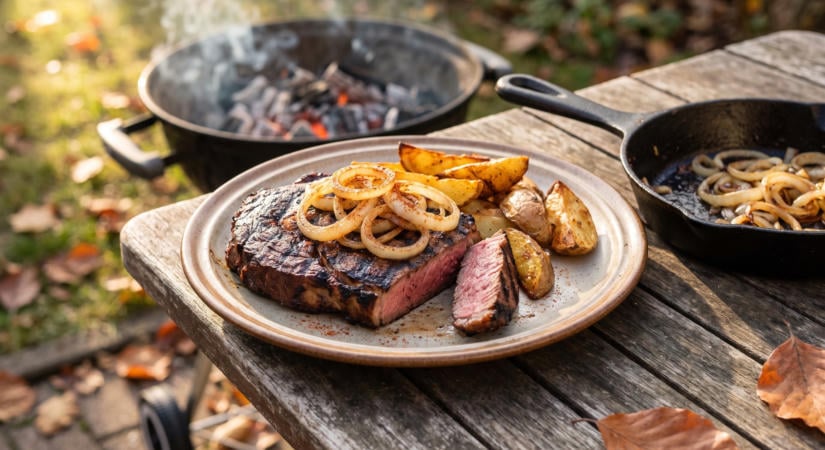 Hagymás rostélyos a grillen