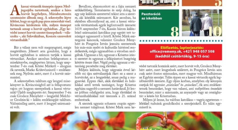 Az idősek hónapja alkalmából előttük tiszteleg a Remény hetilap 43. száma