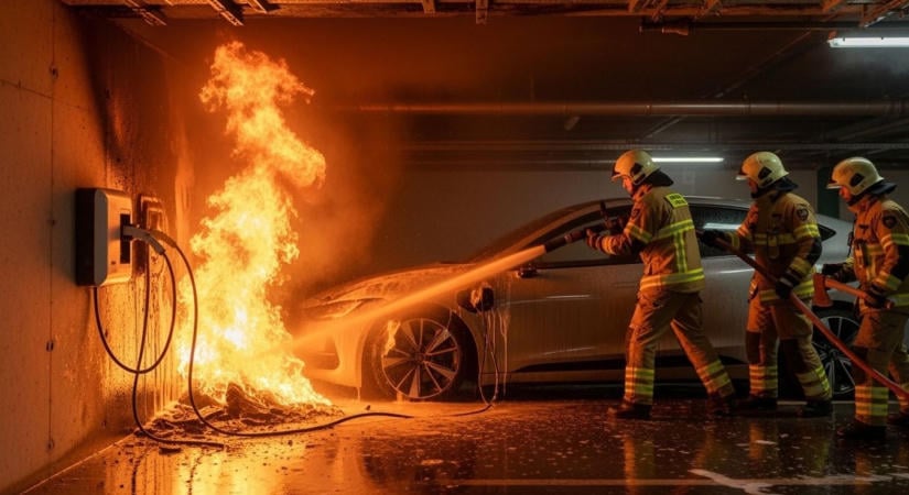 Autó égett egy sárbogárdi műhelyben