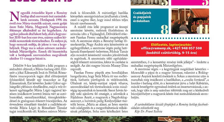 Az idei Remény-zarándoklatról olvashatnak a 42. szám címoldalán