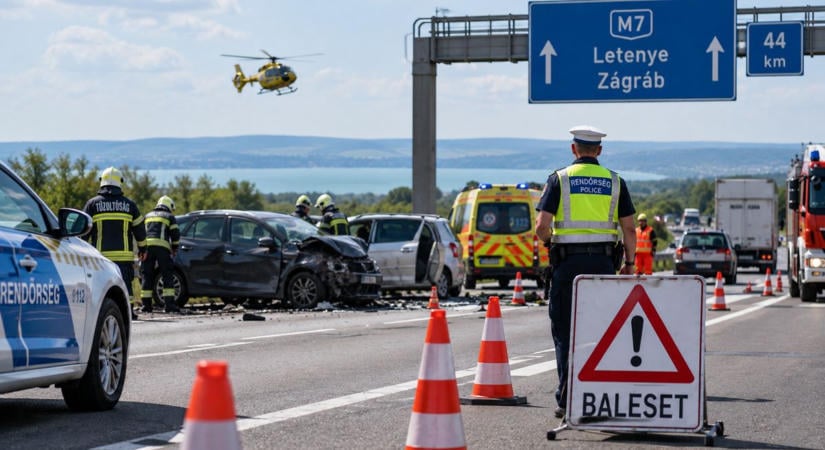 Súlyos baleset az M7-es autópályán, teljes pályazár van érvényben