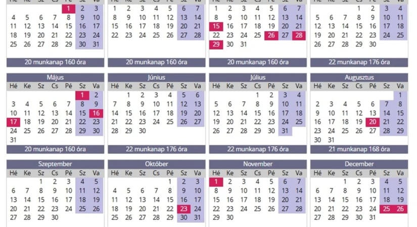 Munkaidő naptár 2027: előreláthatólag nem lesz ledolgozós szombat és áthelyezett munkanap