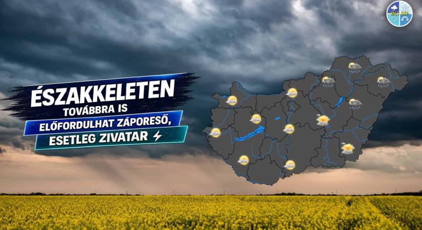 Északkeleten továbbra is előfordulhat záporeső, esetleg zivatar