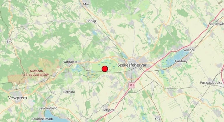 Földrengés volt Székesfehérvár közelében